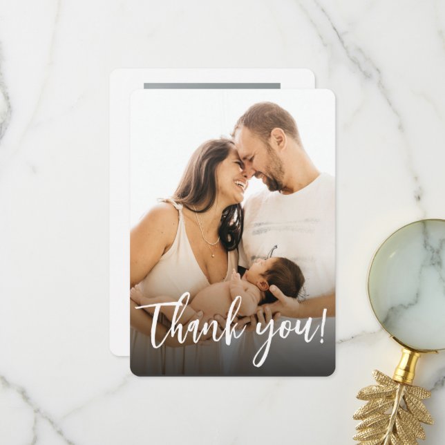 Carte De Remerciements Photographie personnalisée de nouveau-né Bébé GARÇ (Devant/Arrière en situation)