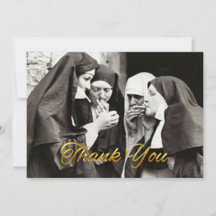 Carte De Remerciements Photographie vintage de nonnes fumant