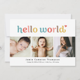 Carte De Remerciements Photos de bébé colorées Bonjour le monde Baby show