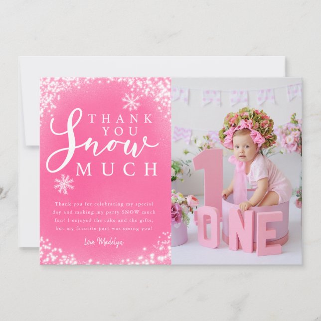 Carte De Remerciements Photos de la fête d'anniversaire d'hiver (Devant)