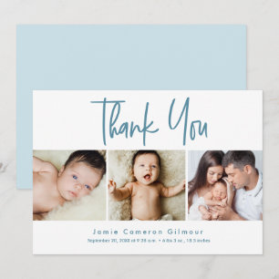 Carte De Remerciements Photos pour bébés multi modernes Naissance nouveau