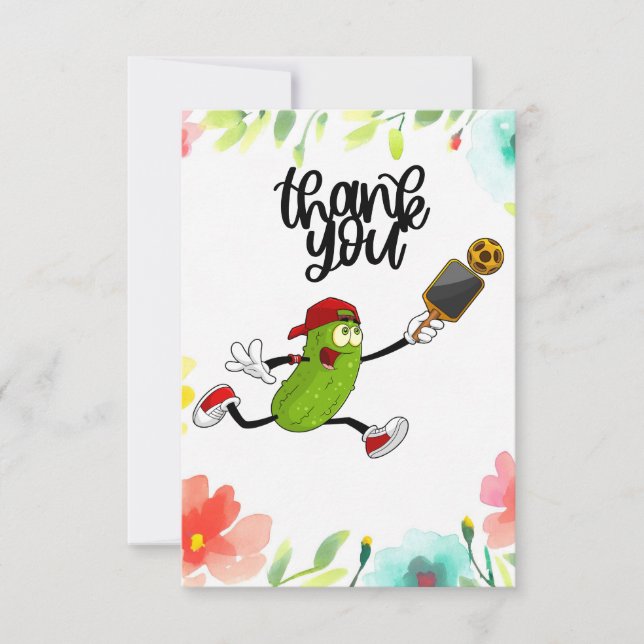 Carte De Remerciements Pickleball avec fleurs (Devant)