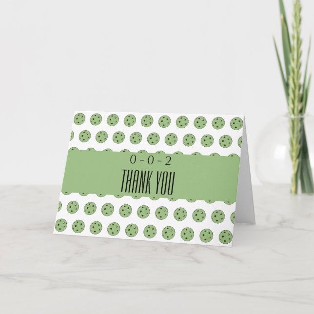 Carte De Remerciements Pickleball Party Sage and Cream Pickleballs 0-0-2 (Devant)