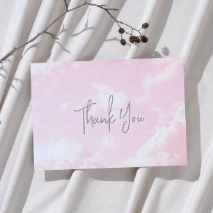Carte De Remerciements Pièce du Ciel Baby shower nuages roses