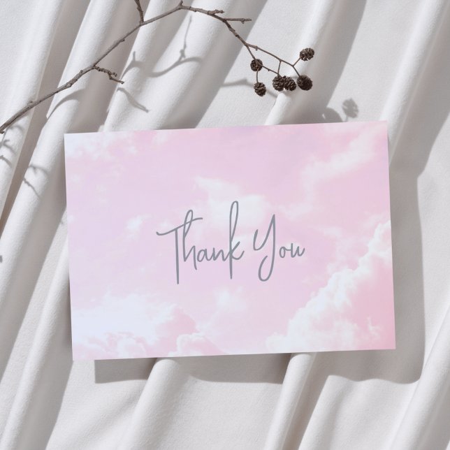 Carte De Remerciements Pièce du Ciel Baby shower nuages roses (Créateur téléchargé)