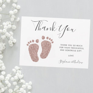 Carte De Remerciements Pieds de Parties scintillant rose vif Baby shower 