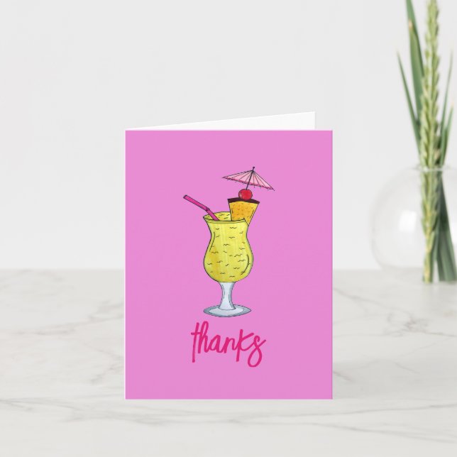 Carte De Remerciements Piña Colada Puerto Rican Pineapple Cocktail Party (Devant)