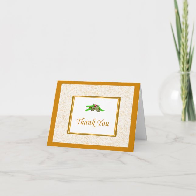 Carte De Remerciements Pine Cone Thank You Card With Gold Border (Devant)