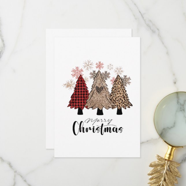 Carte De Remerciements Pine de Noël Joyeux Noël (Devant/Arrière en situation)