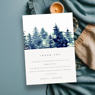 Carte De Remerciements Pine d'hiver Forêt de neige Mariage d'aquarelle