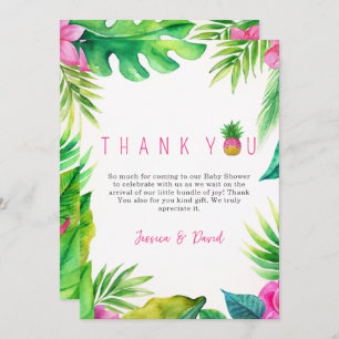 Carte De Remerciements Pineapple Jungle Pacificateurs Baby shower fille r