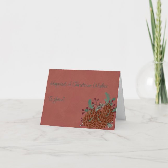 Carte De Remerciements Pinecone & Berries Christmas Card (Devant)