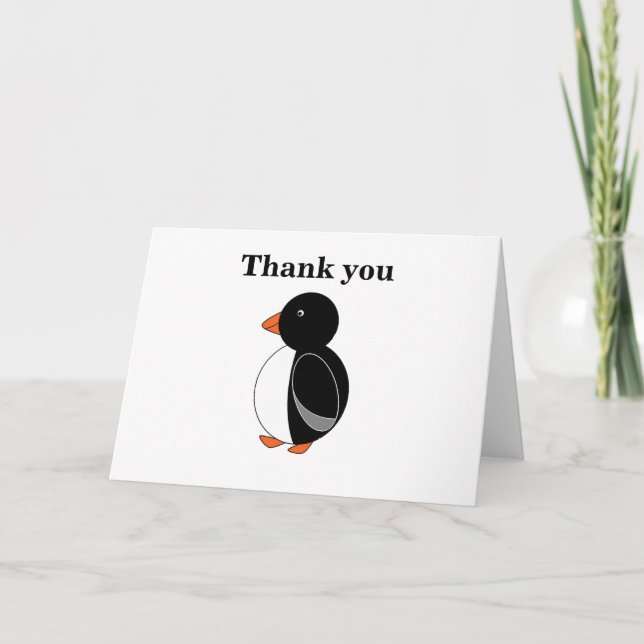 Carte De Remerciements Pingouin noir (Devant)