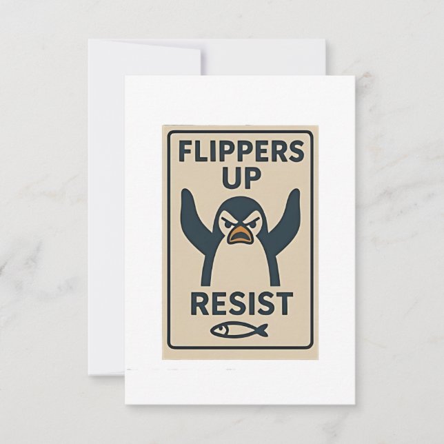 Carte De Remerciements Pingouins contre les tarifs douaniers anti Trump J (Devant)