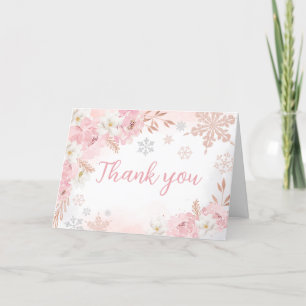 Carte De Remerciements Pink A Little Snowflake Baby shower