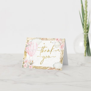Carte De Remerciements Pink Air Balloon n'est-elle pas Onerderful Folded