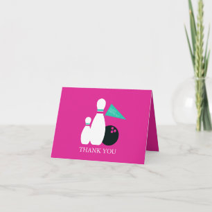 Carte de remerciements Pink & Aqua Bowling Party
