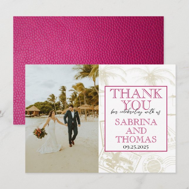 Carte De Remerciements Pink Aruba (Devant / Derrière)