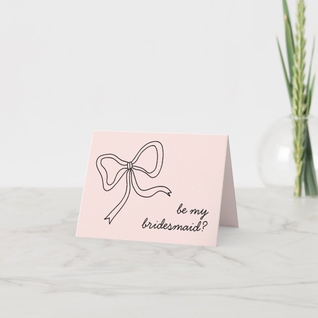 Carte De Remerciements Pink Bow Be My Bridesmaid Proposition Card Plier (Devant)