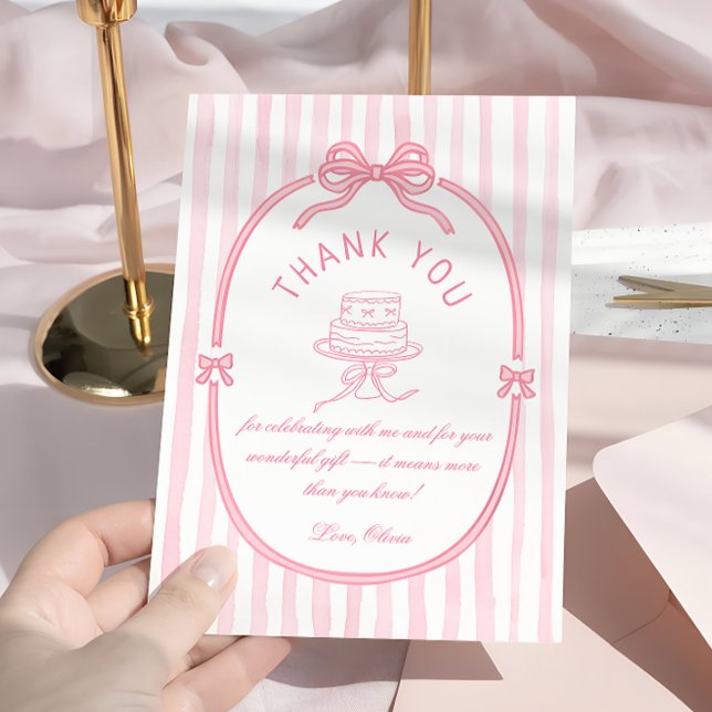 Carte De Remerciements Pink Bow Just Wanna be One Girl Birthday (Créateur téléchargé)