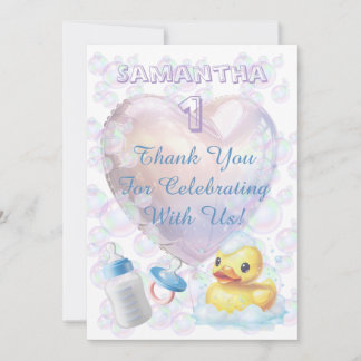 Carte De Remerciements Pink Bubble Duck Thank You