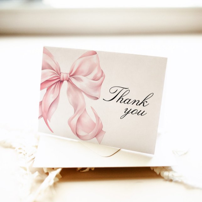 Carte De Remerciements Pink Coquette Bow Shower Thank You Card (Créateur téléchargé)