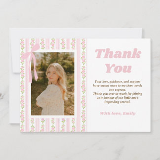 Carte De Remerciements Pink Coquette Floral Graduation Thank You Card