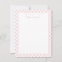 Pink En vichy chèque Papier à lettres personnelles