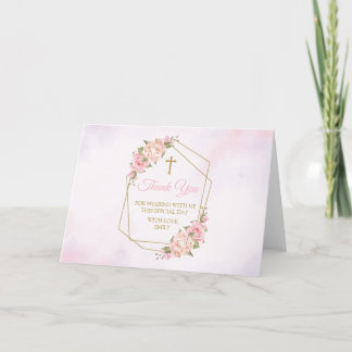 Carte De Remerciements Pink Floral Religious Thank you card