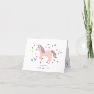 Carte De Remerciements Pink Pastel Rainbow Unicorn Enfants Personnels