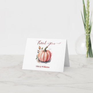 Carte De Remerciements Pink Pumpkin Watercolor boho baby boy shower