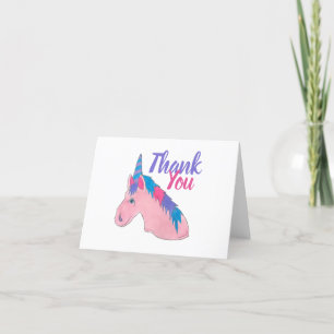 Carte De Remerciements Pink Purple Magique Cheval Unicorn fête d'annivers