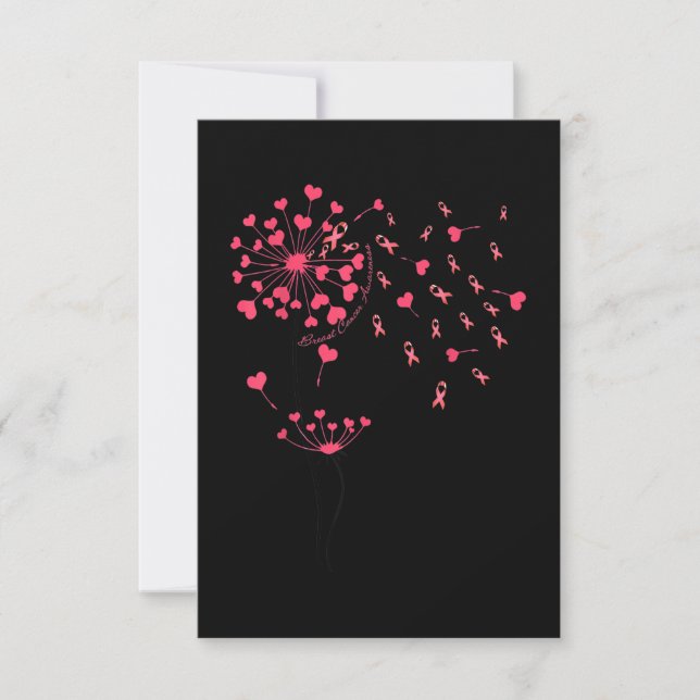 Carte De Remerciements Pink Ribbon Flower Dandelion Cancer du sein Reconn (Devant)