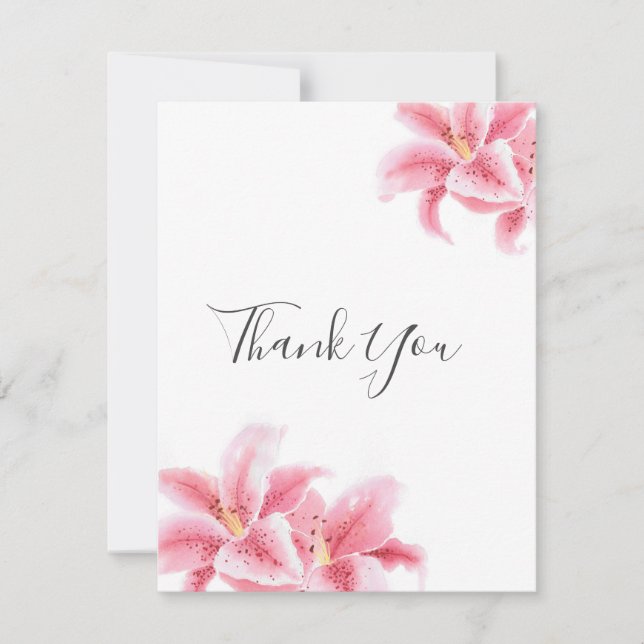 Carte De Remerciements Pink Stargazer Lys Aquarelle (Devant)