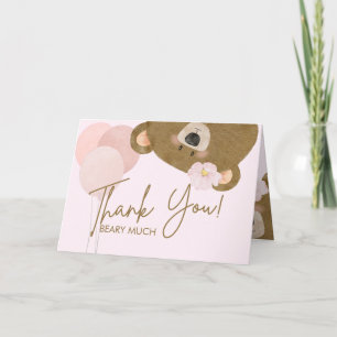 Carte De Remerciements Pink Teddy Nous Pouvons Attendre Un Baby shower Fi
