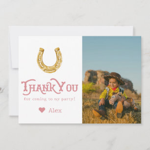 Carte De Remerciements Pink Wild West Premier Rodéo Baby Girl 1er anniver