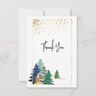 Carte De Remerciements Pins d'or de lavande verte Inspirationnel