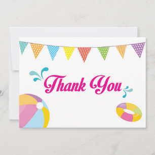 Carte De Remerciements Piscine fête anniversaire Splish Splash Girl