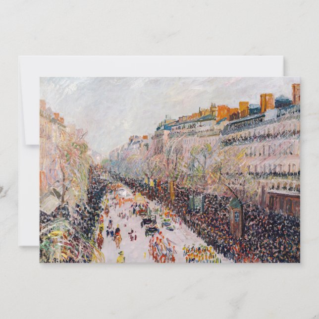 Carte De Remerciements Pissarro - Montmartre, Mardi Gras sur le boulevard (Devant)