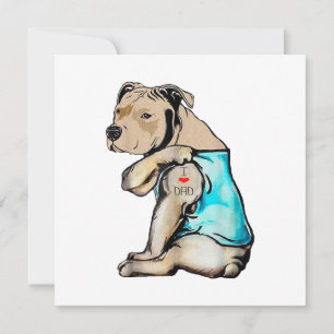 Carte De Remerciements Pitbull Chien I Love Papa Tattoo drôle Famille