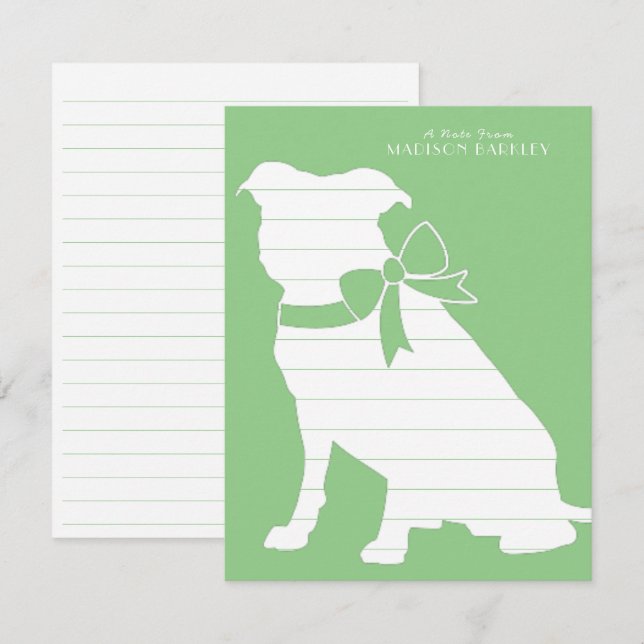 Carte de remerciements Pitbulle Pit Bull Chien Chi (Devant / Derrière)