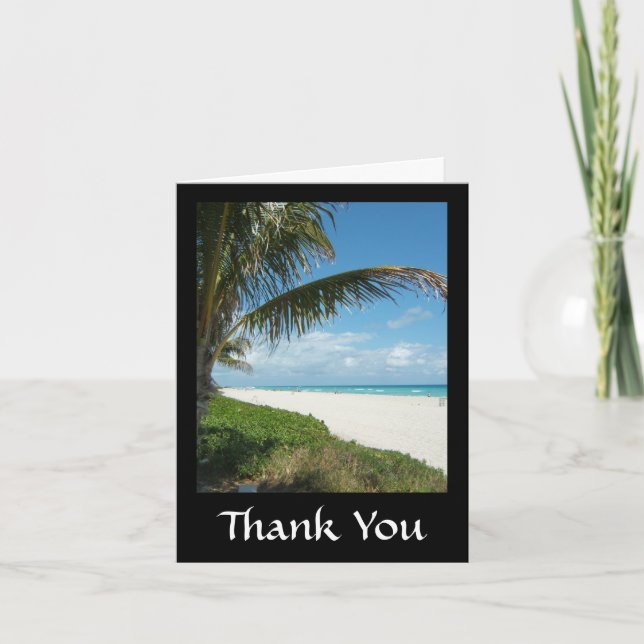 Carte De Remerciements Pittoresque Beach, branche de palmiers latéraux (Devant)