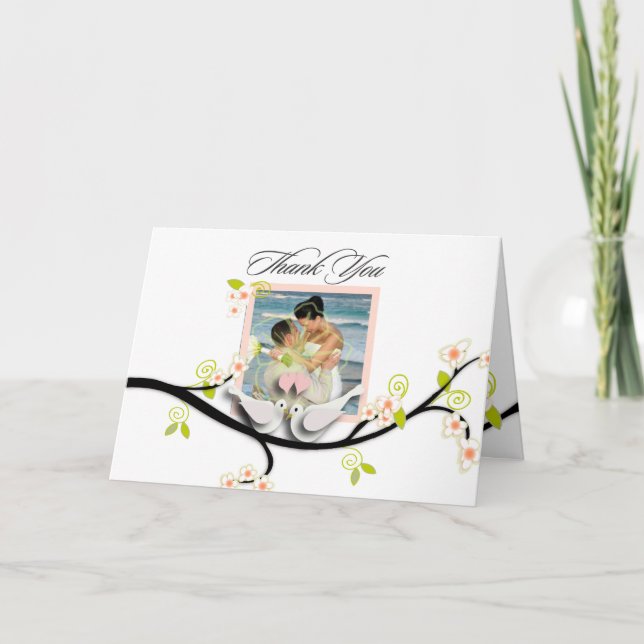 Carte De Remerciements PixDezines aime les colombes/couleur de fond diy (Devant)