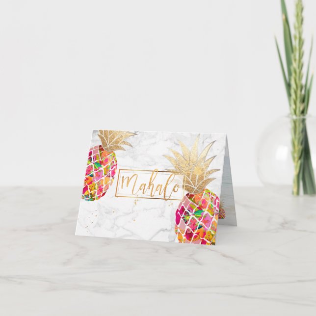 Carte De Remerciements PixDezines Aloha Ananas/Pink/Mahalo (Devant)