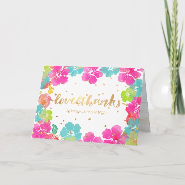 Carte De Remerciements PixDezines Aloha Hibiscus Leis/Merci (Devant)