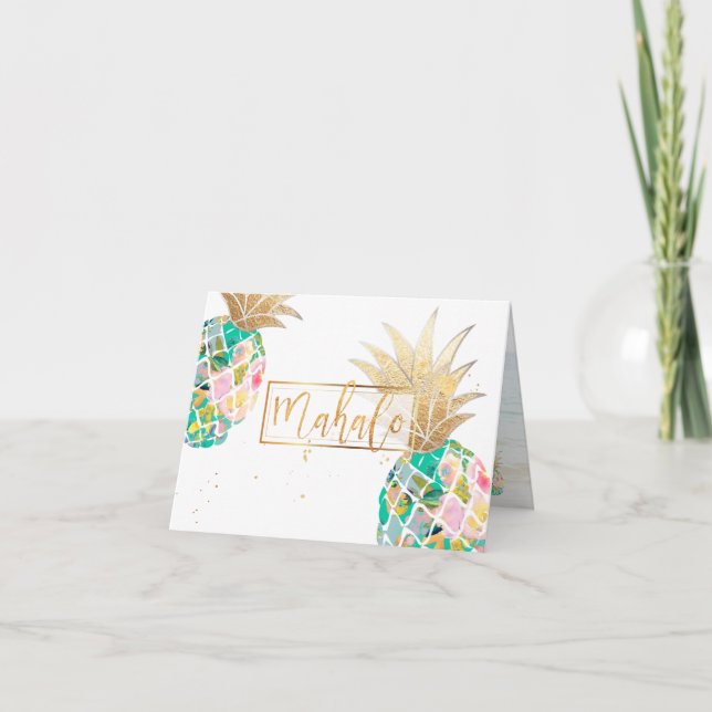 Carte De Remerciements PixDezines Aloha Pineapples/Mahalo (Devant)