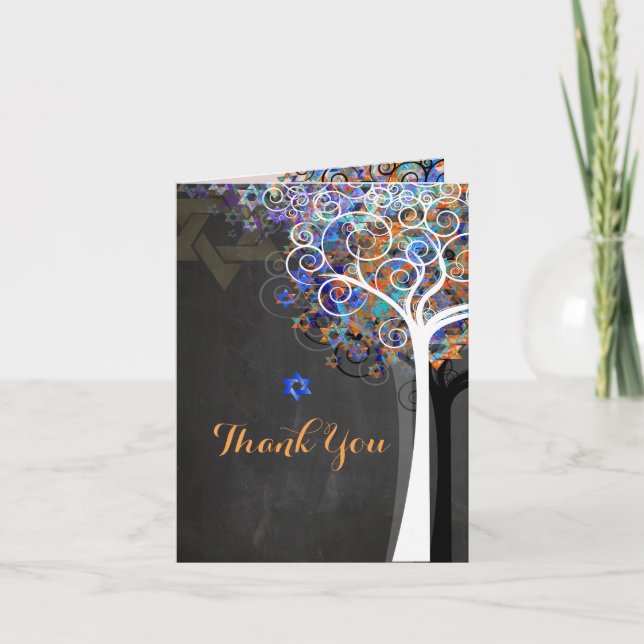 Carte De Remerciements PixDezines arbre de vie/Merci/Chalkboard (Devant)