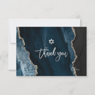 Carte De Remerciements PixDezines Bar Mitzvah Ardoise Bleu Argent Agate 
