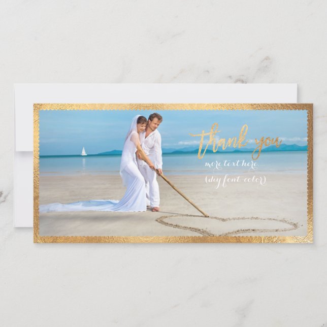 Carte De Remerciements PixDezines Faux Gold Scallop frame/merci (Devant)