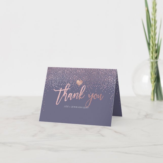 Carte De Remerciements PixDezines Faux Roses Gold Speckles/Merci (Devant)
